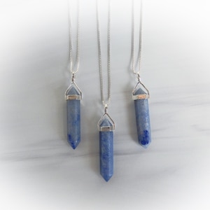 Blue Quartz Necklace, Raw Blue Quartz Necklace, Blue Quartz Sterling Necklace, Real Blue Quartz, Healing Gemstone, Gemstone Appeal, GSA