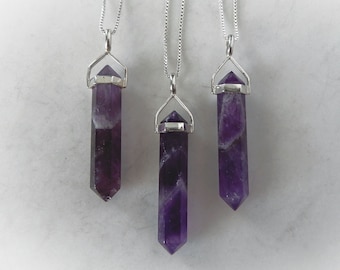 Amethyst Necklace, Purple Stone Pendant, February Birthstone, Healing Crystal, Raw Amethyst, Calming Stone Necklace, Gemstone Appeal, GSA