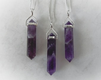 Amethyst Necklace, Purple Stone Pendant, February Birthstone, Healing Crystal, Raw Amethyst, Calming Stone Necklace, Gemstone Appeal, GSA