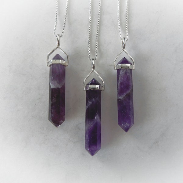 Amethyst Necklace, Purple Stone Pendant, February Birthstone, Healing Crystal, Raw Amethyst, Calming Stone Necklace, Gemstone Appeal, GSA
