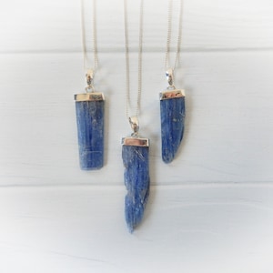 Kyanite Necklace Sterling Silver • Raw Blue Kyanite Necklace • Healing Crystal •, Natural Blue Kyanite Pendant • Gift for Crystal Lover