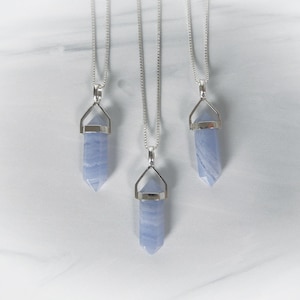 Blue Lace Agate Necklace, Genuine Blue Lace Agate, Lace Agate Necklace, Blue Agate Necklace, Silver Lace Agate Pendant, Gemstone Appeal, GSA