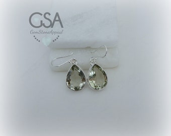 Green Amethyst Earrings, Sterling Silver Prasiolite Earrings, Genuine Green Amethyst Earrings, Prasiolite Earrings, Gemstone Appeal, GSA