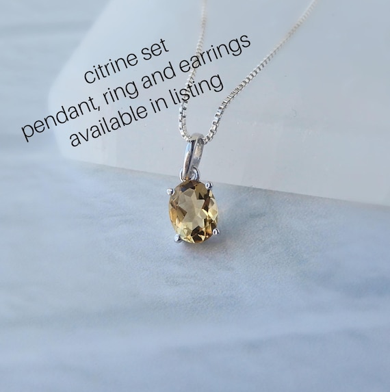 Citrine Jewelry Sterling Silver • Yellow Gemstone • Citrine Necklace • Citrine Earrings • Citrine Ring • November Birthstone Jewelry