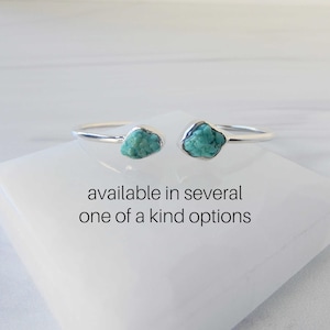 Turquoise Bracelet Sterling Silver • Rough Stone Bracelet • Sterling Silver Turquoise Bangle • December Birthstone • Raw Turquoise Bangle