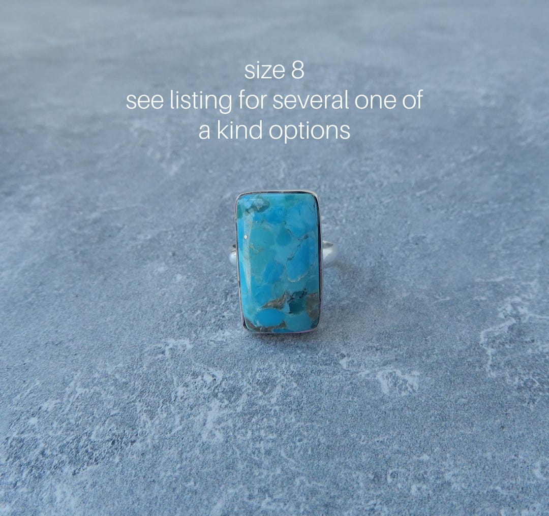 Turquoise Rings Sterling Silver • Blue Kingman Turquoise Rings • Silver ...