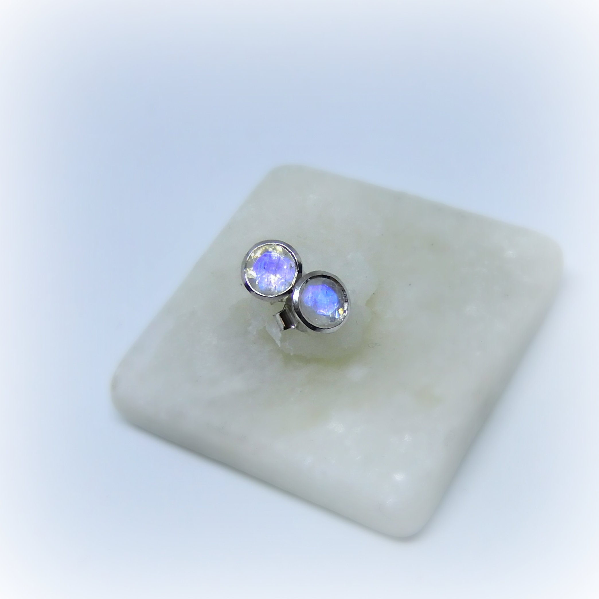 Rainbow Moonstone Earrings Sterling Silver * Moonstone Stud Earrings * Sterling Silver Rainbow Moonstone Earrings * June Birthstone Jewelry