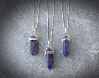 Iolite Gemstone Necklace Sterling Silver • Genuine Iolite • Purple Iolite Point • Sterling Iolite Pendant • Blue Periwinkle Gemstone