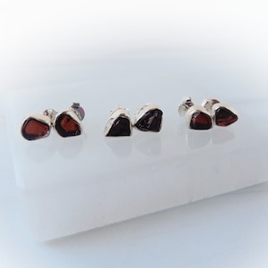 Raw Garnet Earrings, Sterling Silver Garnet Stud Earrings, Raw Garnet Jewelry, January Birthstone Stud Earrings, Gemstone Appeal, GSA