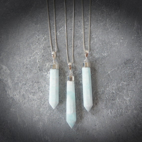 Calcite Necklace Blue Calcite Pendant Light Blue Calcite Point