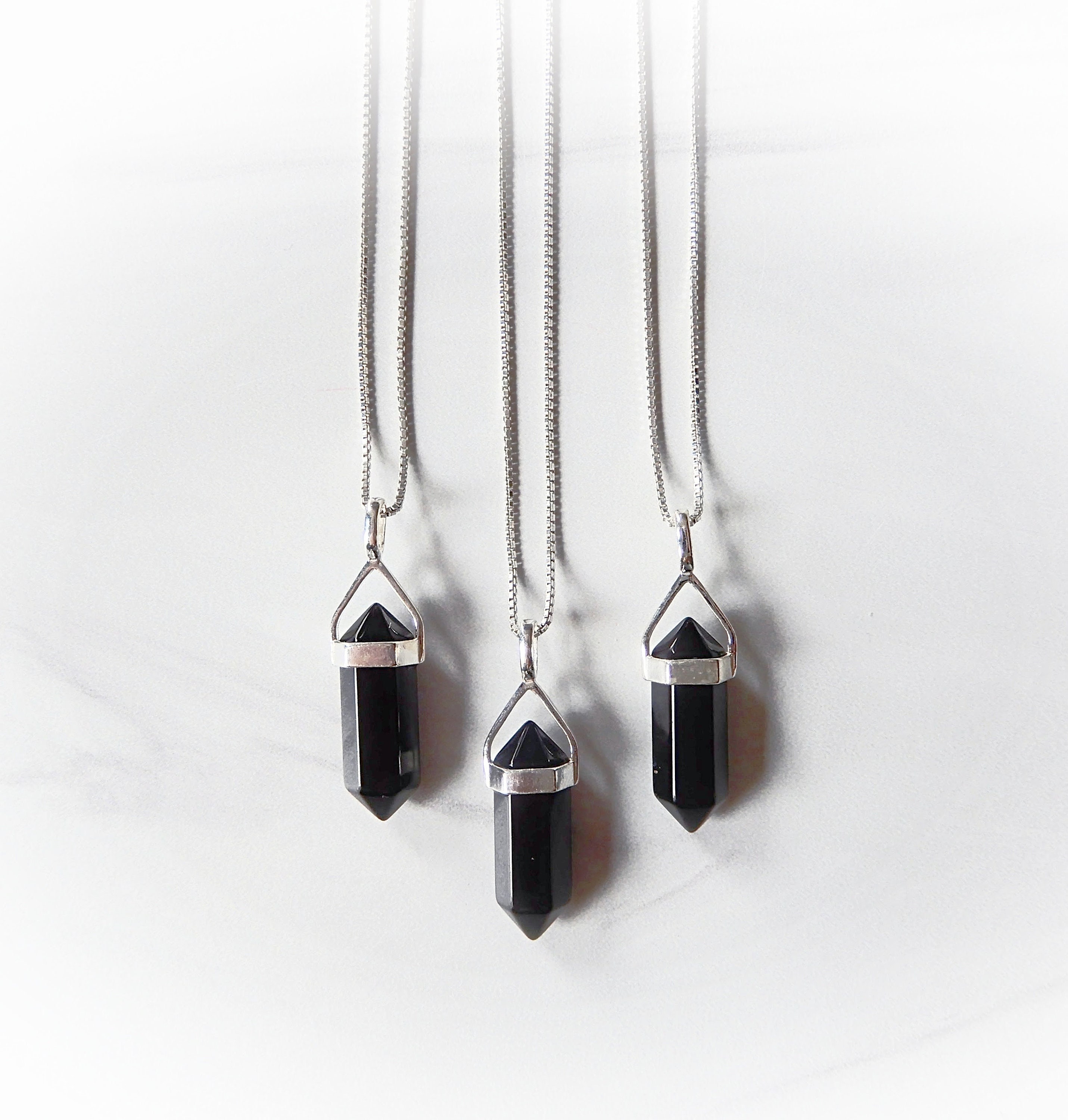 [HOLIDAYVISITOR] Black Onyx Stone Necklace /追跡付 Onyx Pendant Necklace - Vine & Valley Jewelry