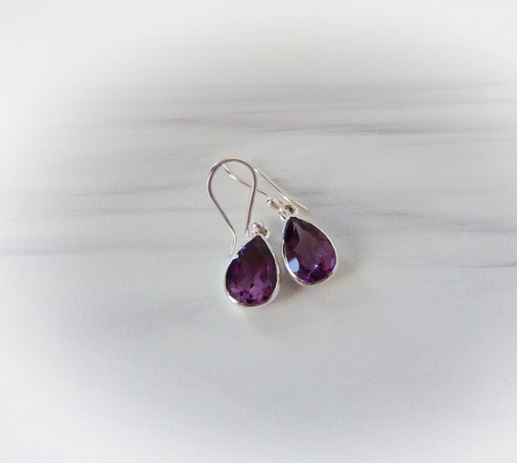 Boucles D’oreilles Dormeuses – Fée Améthyste – Argent Massif – Occasion Bon état