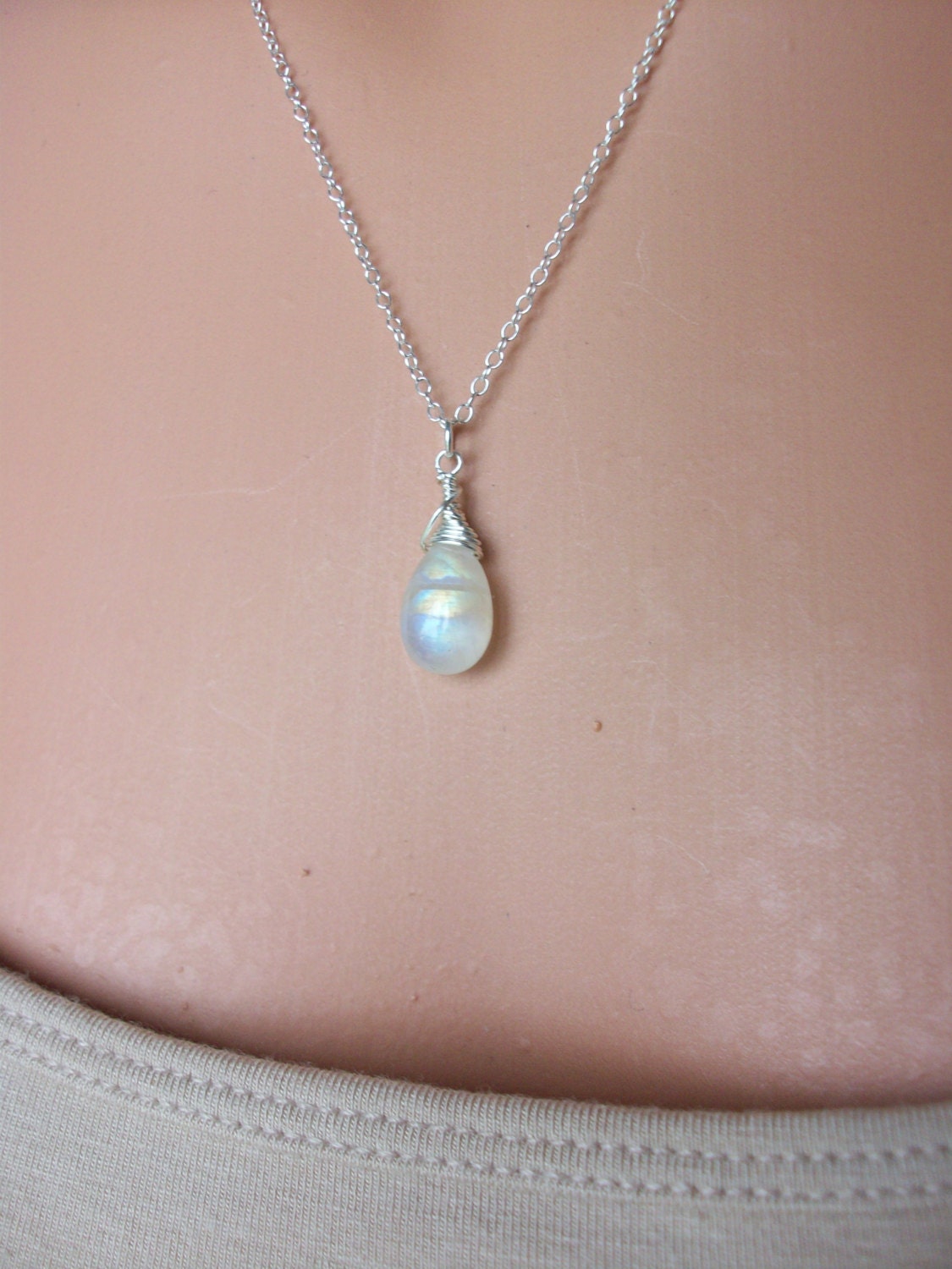 •GUIDE• rainbow moonstone + moth + mixed metal necklace (18