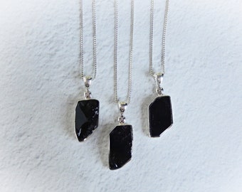 Shungite Necklace Sterling Silver • Elite Shungite Pendant • Black Shungite Necklace • Sterling Silver Shungite Gemstone Necklace