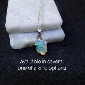 Opal Necklace Sterling Silver • Ethiopian Opal Pendant • Sterling Raw Opal Necklace • October Birthstone • Rough Ethiopian Opal Pendant