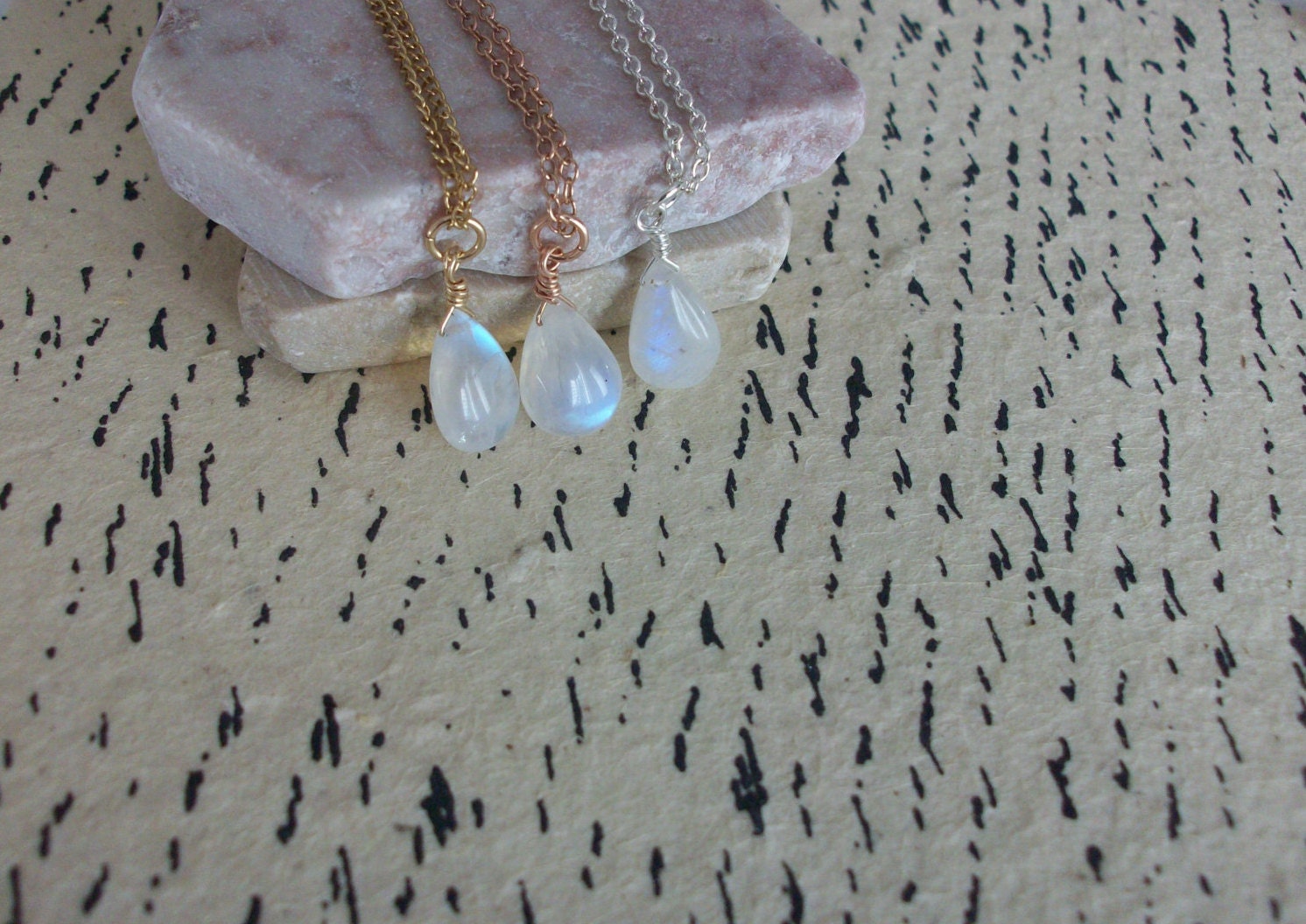 •AEON• rainbow moonstone lil’ petal + gold necklace (various lengths)