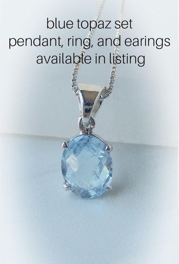 Blue Topaz Jewelry Sterling Silver • Blue Gemstone • Blue Topaz Necklace • Blue Topaz Earrings, Topaz Ring • December Birthstone Jewelry