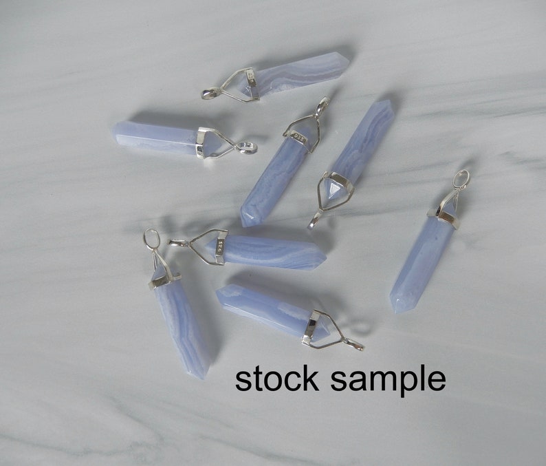 Blue Lace Agate Necklace Blue Lace Agate Crystal Raw Blue image 4