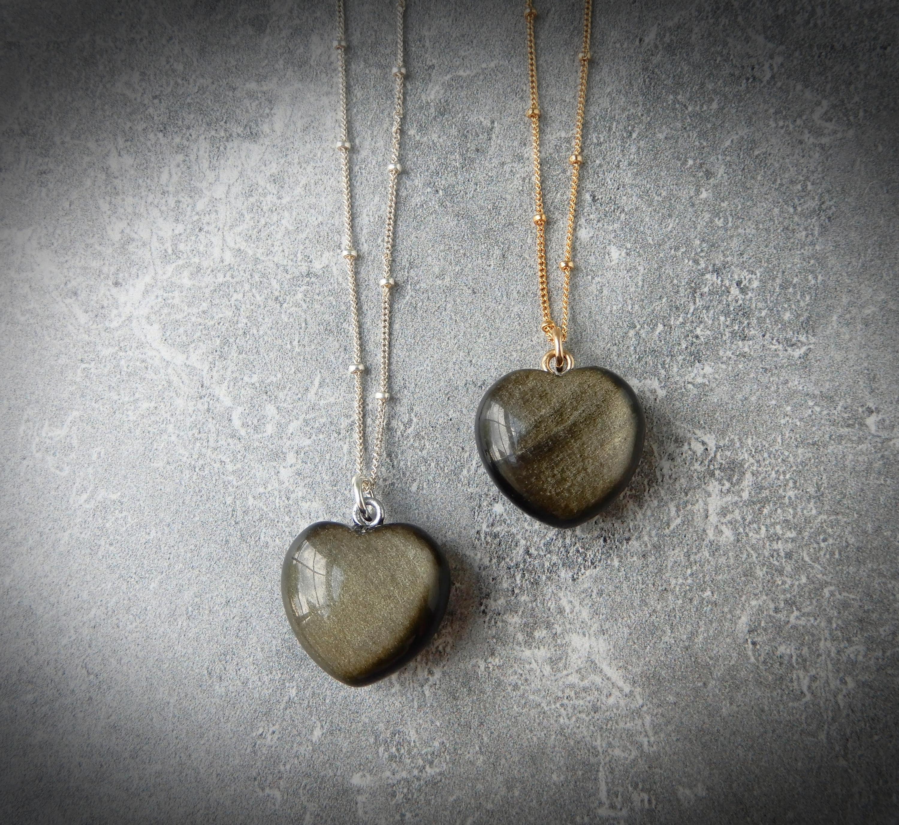 Golden obsidian heart - Etsy 日本