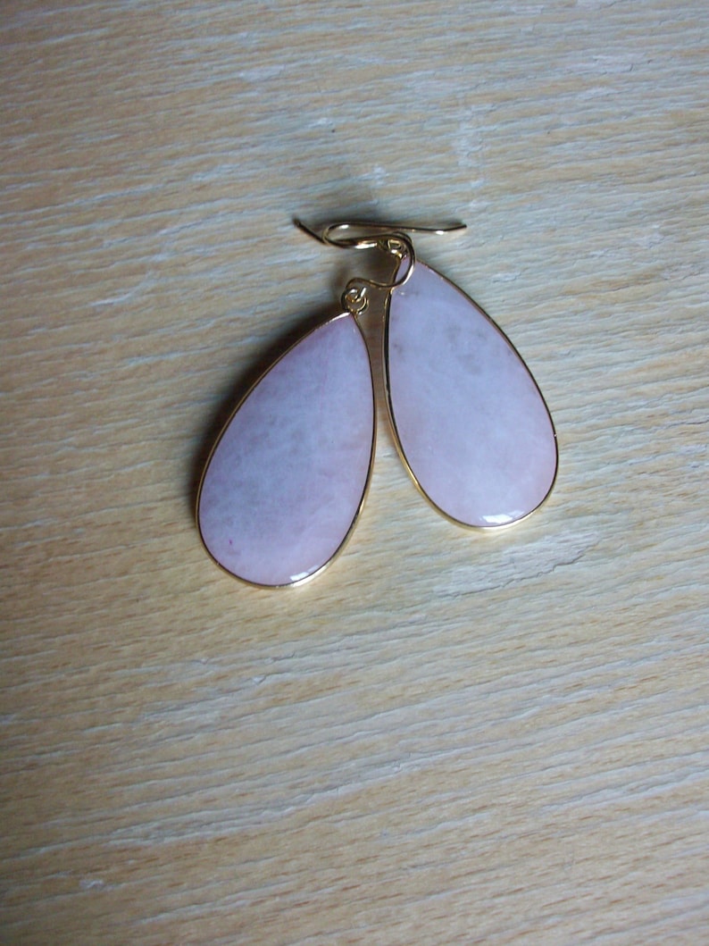 Rose Quartz Earrings, Pink Stone Earring, Large Rose Quartz Earrings, Stone Earrings, Genuine Rose Quartz Earrings, Gemstone Appeal, GSA image 5