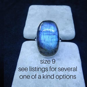 Labradorite Ring, Sterling Labradorite Rings, Blue Flash Labradorite Ring, Genuine Labradorite Ring, High Blue Flash, Gemstone Appeal, GSA