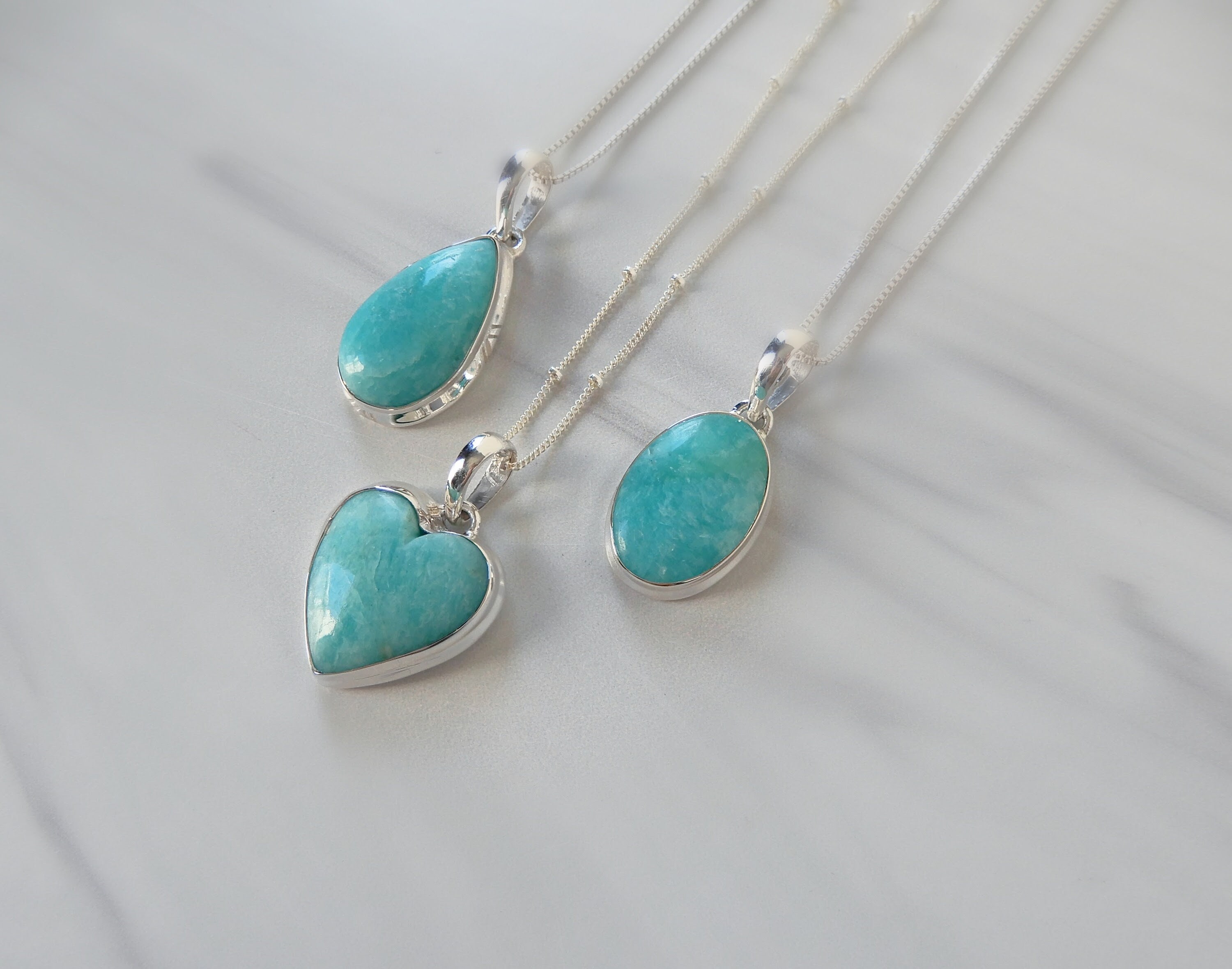 Amazonite Necklace Sterling Silver • Amazonite Pendant • Genuine ...