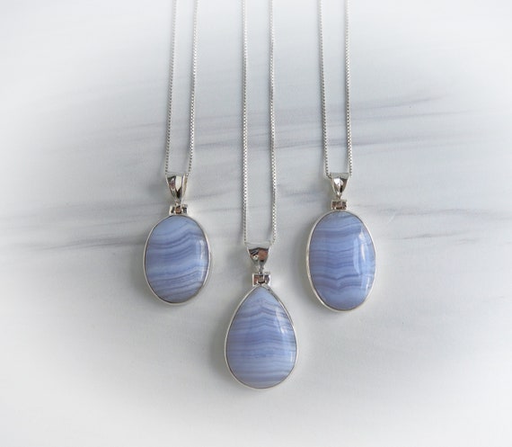 Crystal Neckace | Buy Online Natural Blue Lace Agate Crystal Necklace