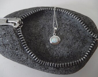 Collana Con Opale In Argento 925 - Ciondolo Portafortuna 25x7.5 Mm - Idea Regalo Natale Compleanno Per Donna - 2