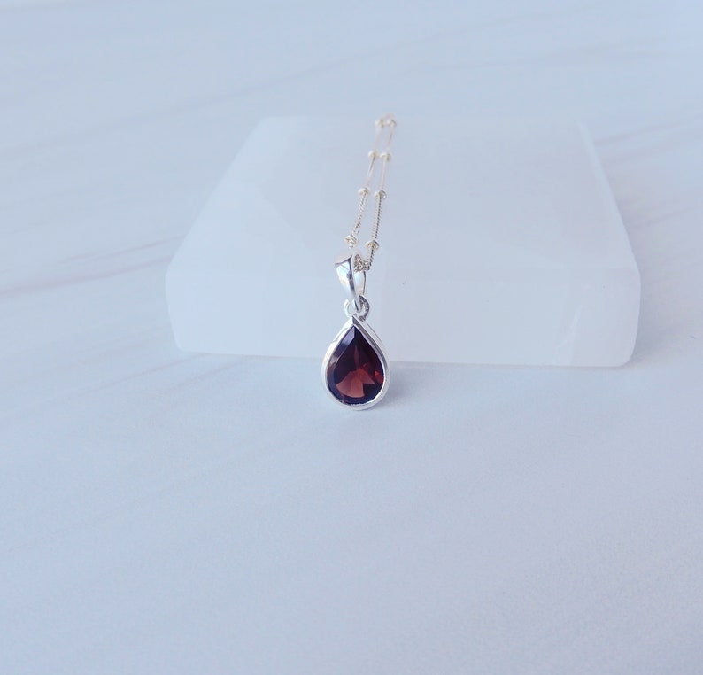 Garnet Necklace, Sterling Silver Garnet Pendant, Sterling Garnet Necklace, January Birthstone, Gemstone Necklace, GemStoneAppeal, GSA image 8