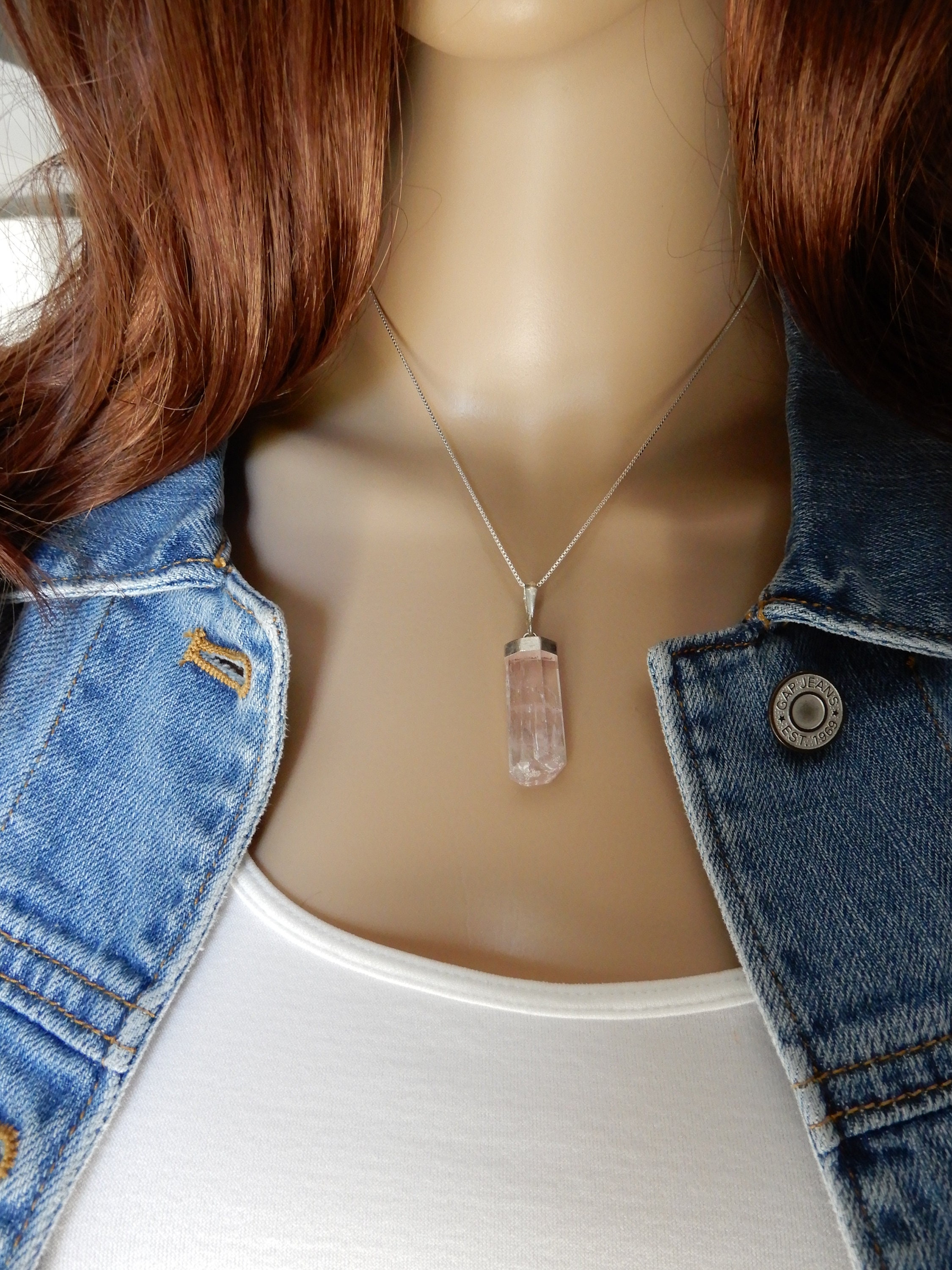 Collana Donna Con Ciondolo In Kunzite Viola E Topazio - Argento Placcato - Foto 2