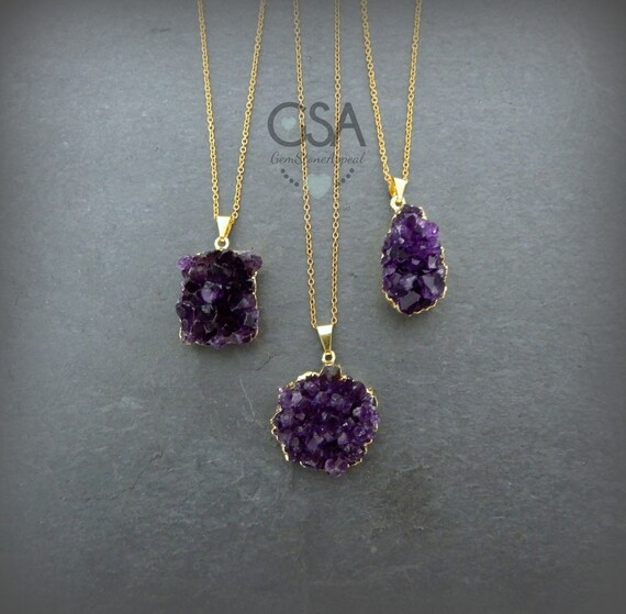 raw amethyst crystal necklace