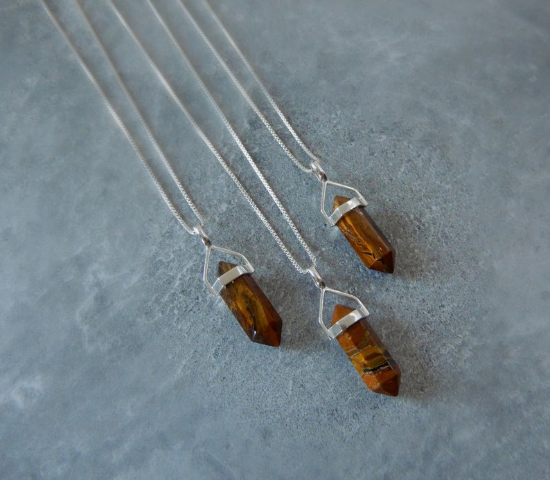 Tiger Iron Necklace Sterling Silver Tiger Iron Point Etsy