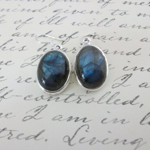 Labradorite Earrings, Sterling Silver Labradorite Earrings, Genuine Labradorite, Blue Flash Drop Earrings, Gemstone Appeal, GSA