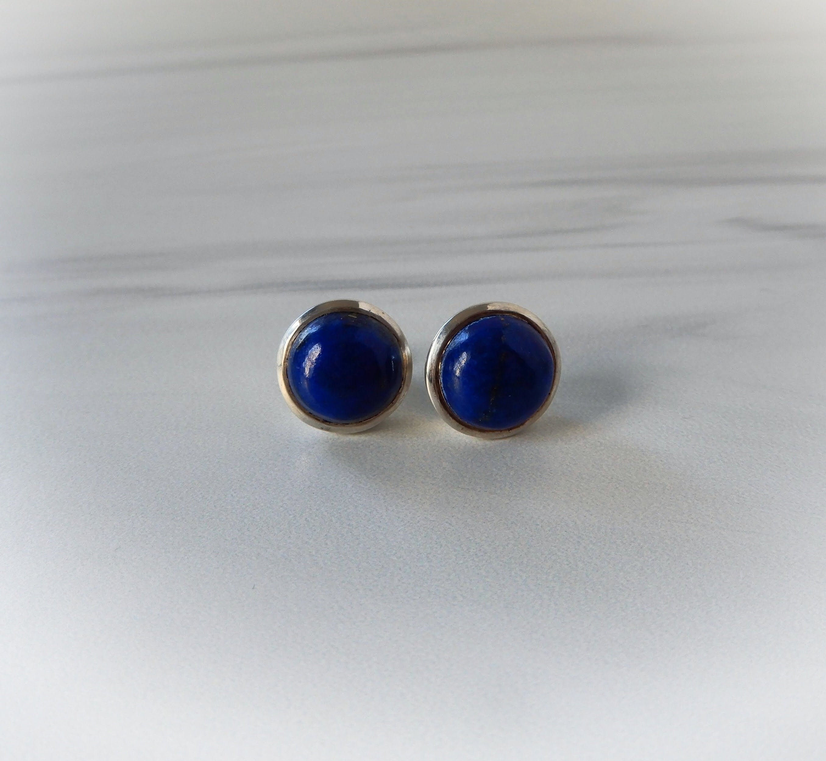 Lapis Lazuli Earrings Serling Silver Lapis Earrings Genuine