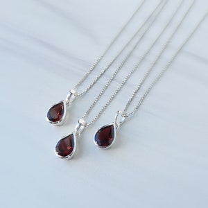 Garnet Necklace, Sterling Silver Garnet Pendant, Sterling Garnet Necklace, January Birthstone, Gemstone Necklace, GemStoneAppeal, GSA image 2