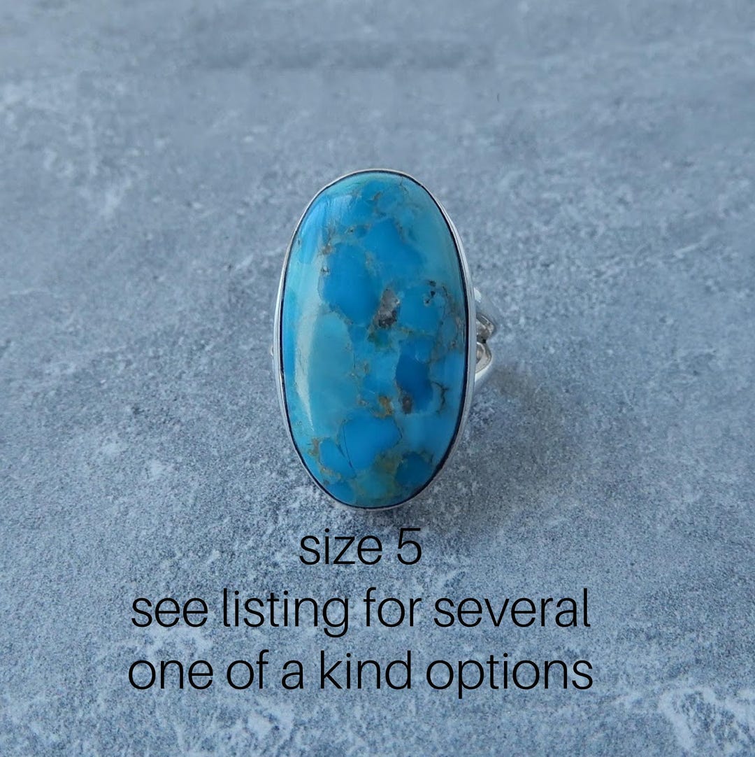 Turquoise Rings Sterling Silver • Genuine Kingman Turquoise Rings ...