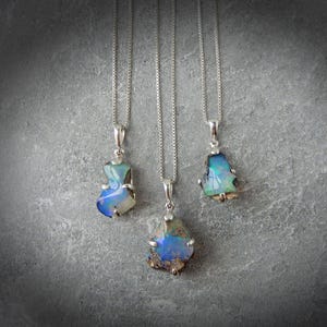Genuine Ethiopian Raw Opal Necklace Sterling Silver • Welo Fire Opal Pendant • October Birthstone Jewelry • Gift for Crystal Lover