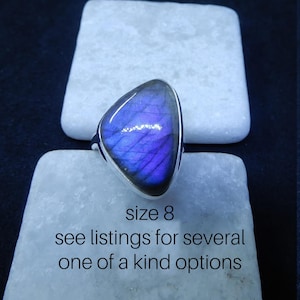 Labradorite Ring Sterling Silver • Labradorite Rings • Blue Flash Labradorite Ring • Genuine Labradorite Ring • High Blue Flash Rings