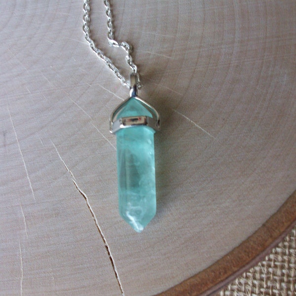 Fluorite Necklace, Silver Green Fluorite Pendant, Fluorite Gemstone Point, Healing Crystal Necklace, Layering Necklace, Gemstone Appeal, GSA