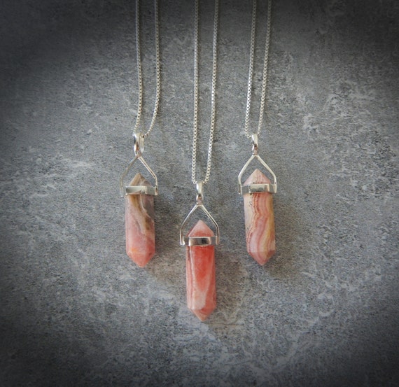 Rhodochrosite crystal necklace clearance