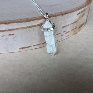 Howlite Necklace, White Howlite Point Pendant, Gemstone Point, Healing Crystal Necklace, Layering Necklace, Gemstone Appeal, GSA