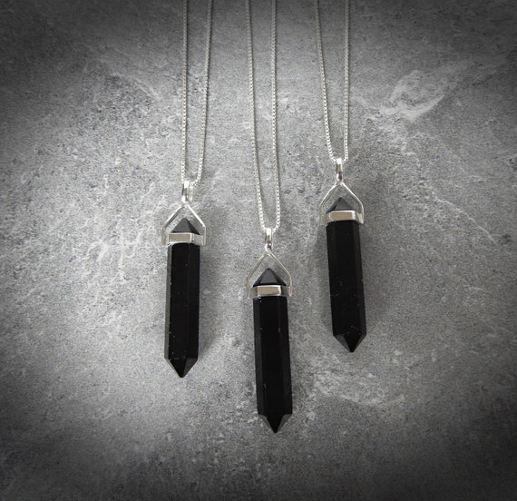 Black Tourmaline Gemstone Necklace Genuine Tourmaline Black
