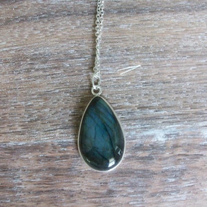 Labradorite Necklace, Sterling Silver Labradorite Pendant, Labradorite Teardrop Necklace, Blue Flash Labradorite, Gemstone Appeal, GSA image 5