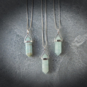 Hemimorphite Gemstone Necklace Sterling Silver • Genuine Hemimorphite • Hemimorphite Point Necklace • Sterling Blue Gemstone Pendant