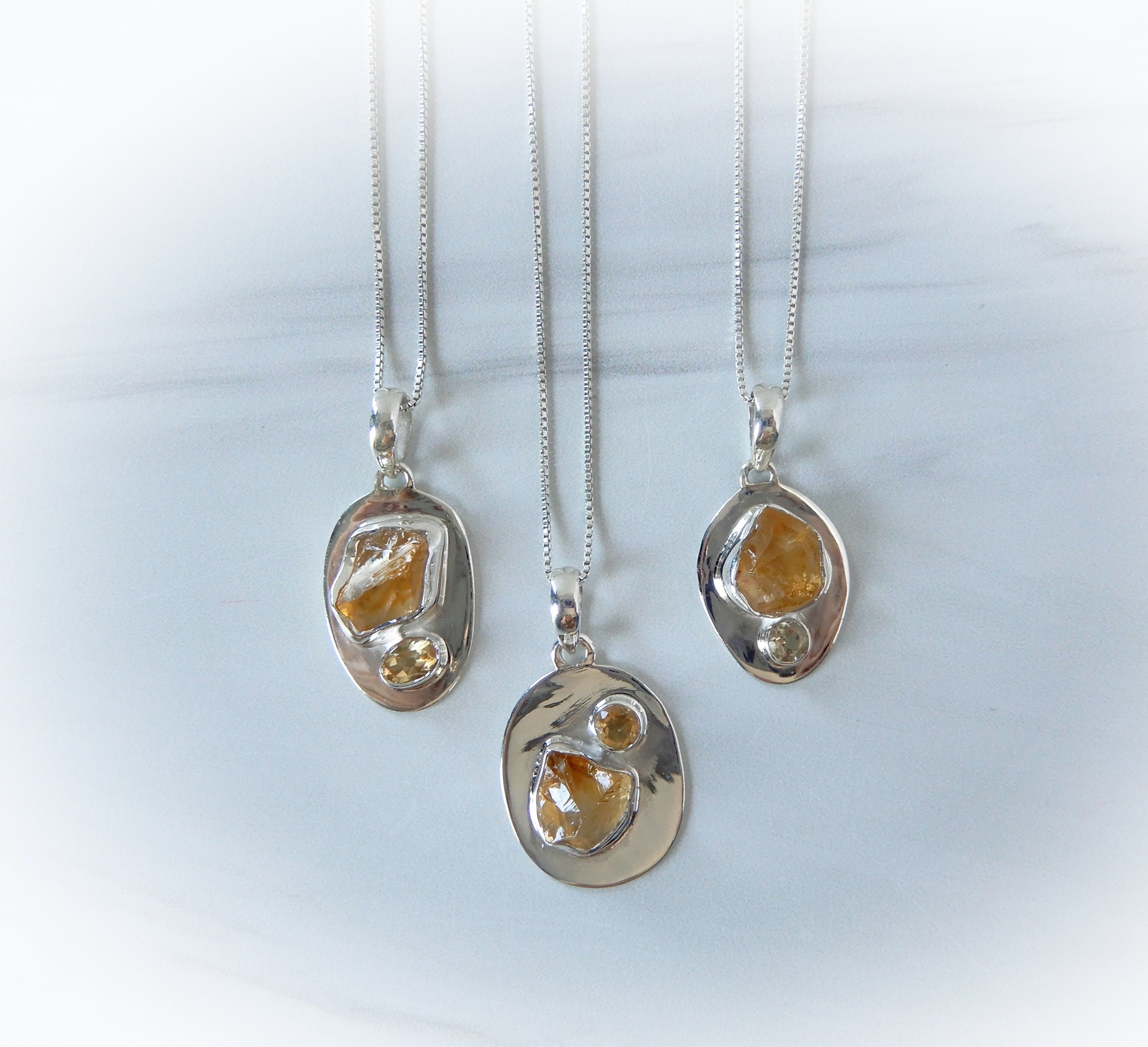 Citrine Necklace Sterling Silver 