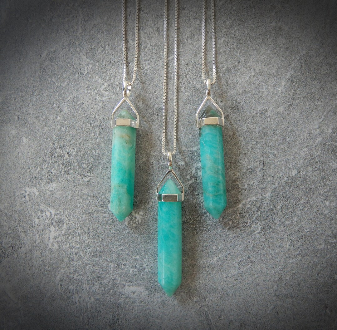 Amazonite Necklace Genuine Amazonite Green Amazonite Point Etsy