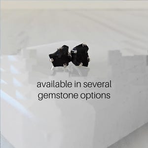 Raw Gemstone Stud Earrings, Rough Birthstone 925 Silver Studs, Genuine Gemstone Earring Sets, Rough Stone Prong Studs, Gemstone Appeal, GSA