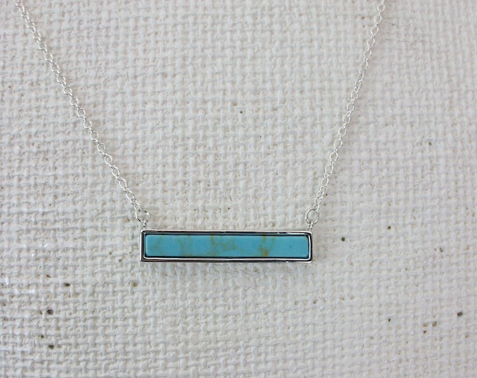 Turquoise Necklace/silver Turquoise Necklace/turquoise Bar Necklace