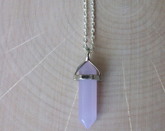 Collana di giada, ciondolo a punta in giada lavanda, punta di pietra preziosa, giada lavanda, collana con cristallo curativo, collana a strati, fascino delle pietre preziose, GSA