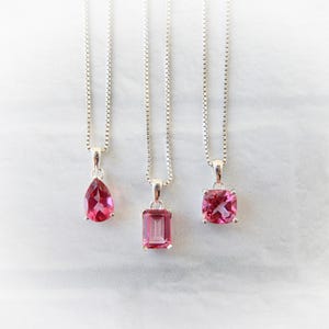 Pink Topaz Necklace Sterling Silver • Pink Topaz Pendant • Sterling Pink Topaz • Genuine Pink Topaz • Wedding Jewelry • November Birthstone